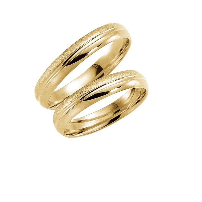 Klassiske Aagaard vielsesringe i 9 eller 14 kt guld med langsgående gravering